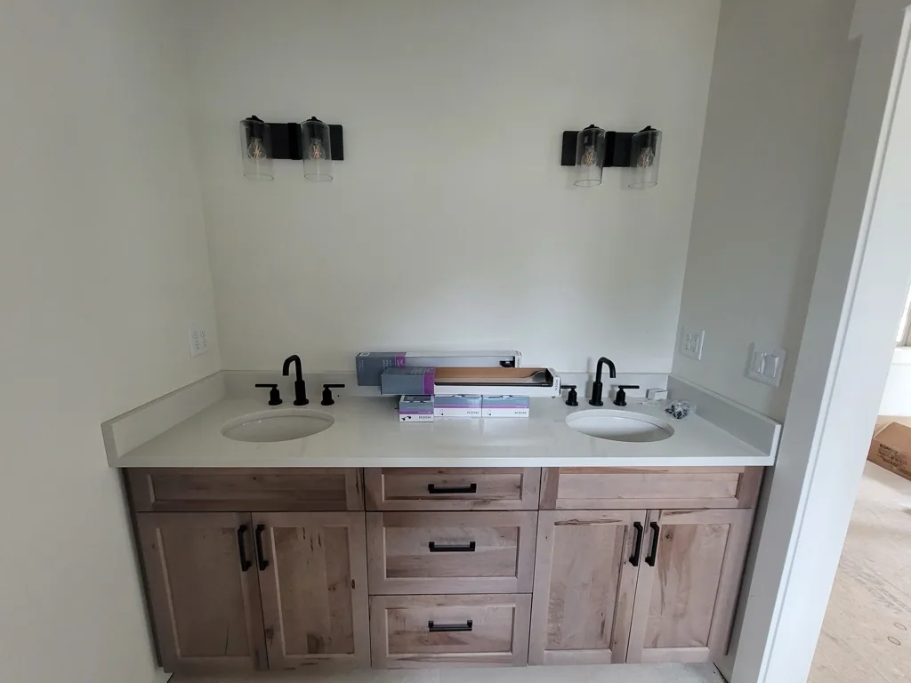Custom double-sink bathroom vanity